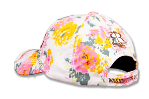 Washington DC Colorful Floral Embroidered Baseball Cap White