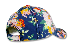 Washington DC Colorful Floral Embroidered Baseball Cap Blue