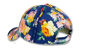 Washington DC Colorful Floral Embroidered Baseball Cap Blue