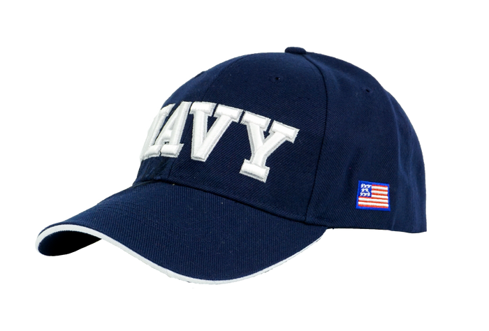 US Navy Embossed and Embroidered Baseball Cap Navy Blue