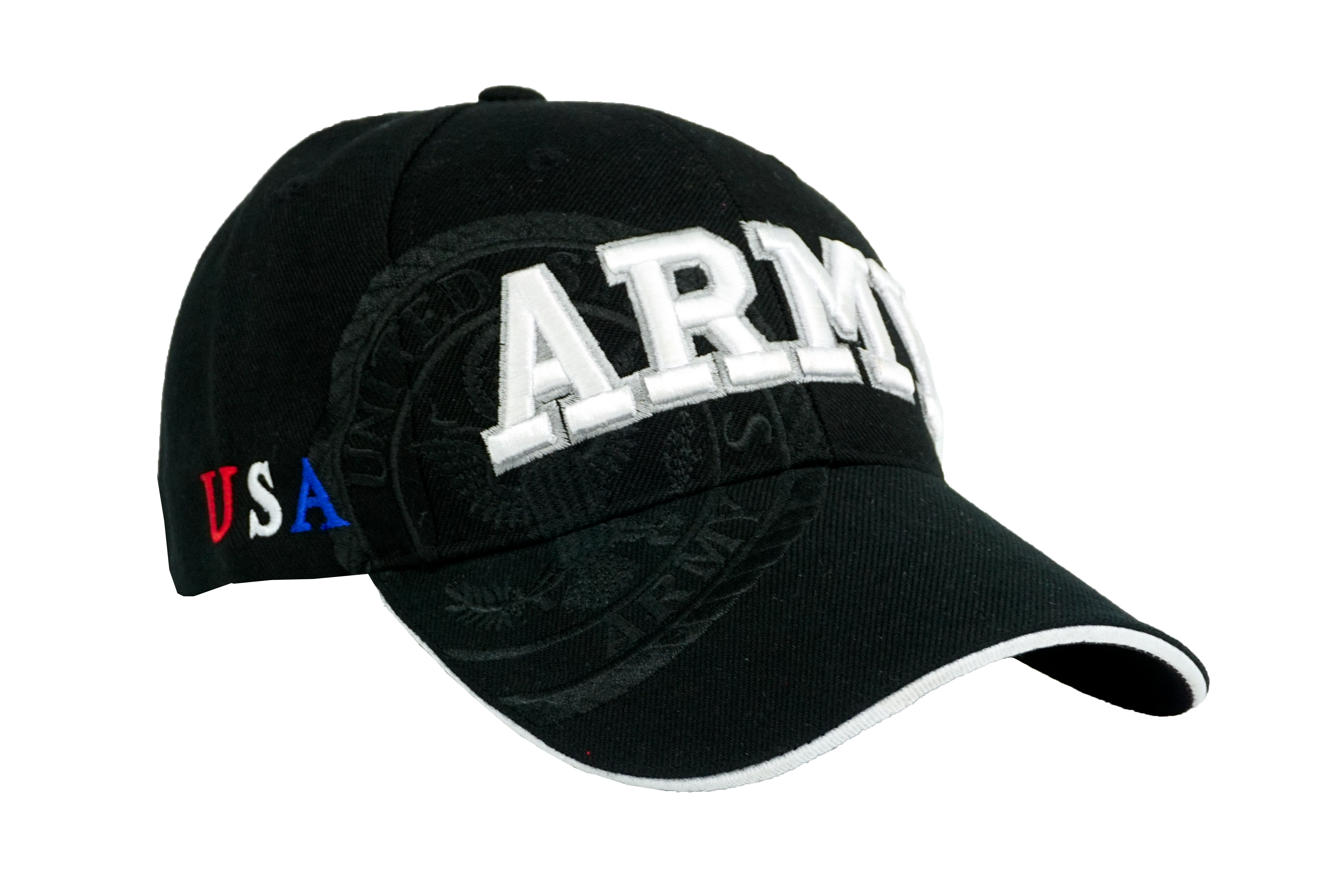 US Army Embossed and Embroidered Baseball Cap Black