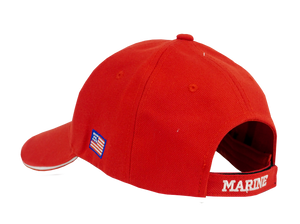 US Marines Embossed and Embroidered Baseball Cap Red