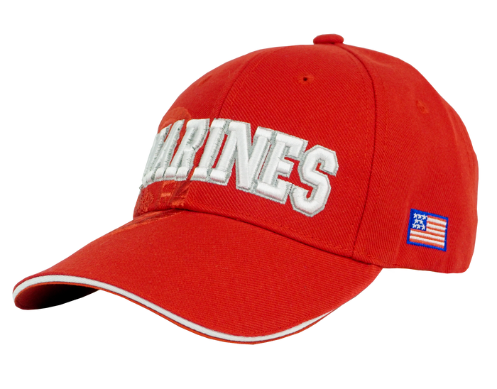 US Marines Embossed and Embroidered Baseball Cap Red