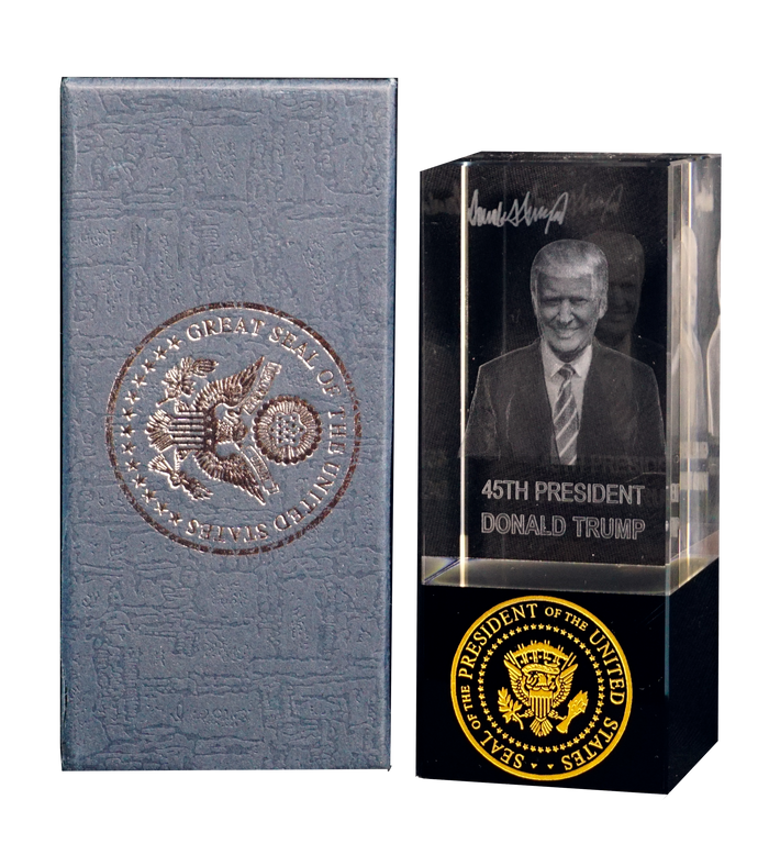 President Trump Crystal Laser Figurine Paperweight