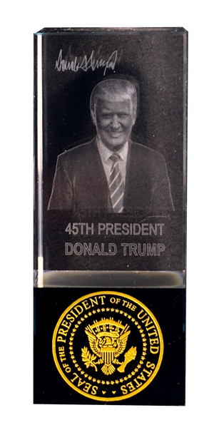 President Trump Crystal Laser Figurine Paperweight