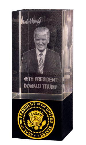 President Trump Crystal Laser Figurine Paperweight