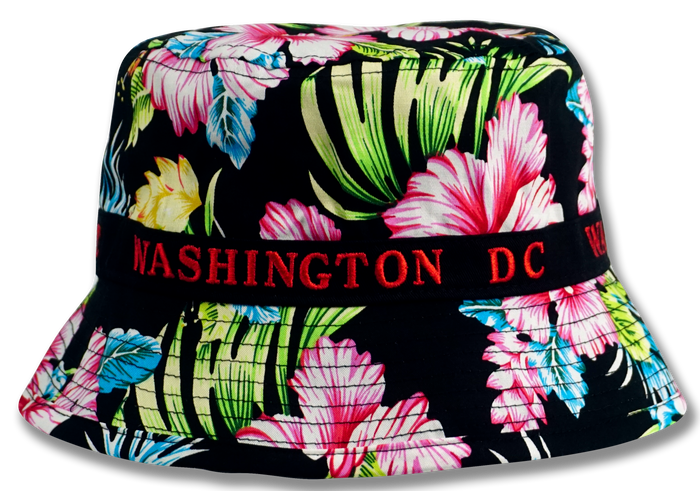 Washington DC Fisherman Bucket Hat Floral Black