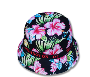 Washington DC Fisherman Bucket Hat Floral Black