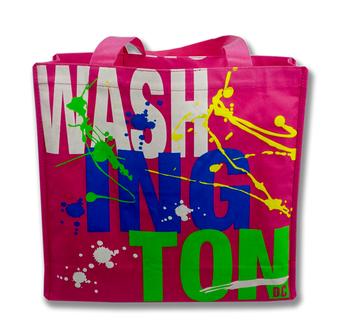 Washington DC Paint Splatter Design Tote Bag Fuchsia