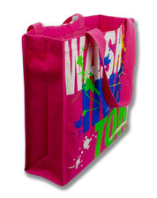 Washington DC Paint Splatter Design Tote Bag Fuchsia