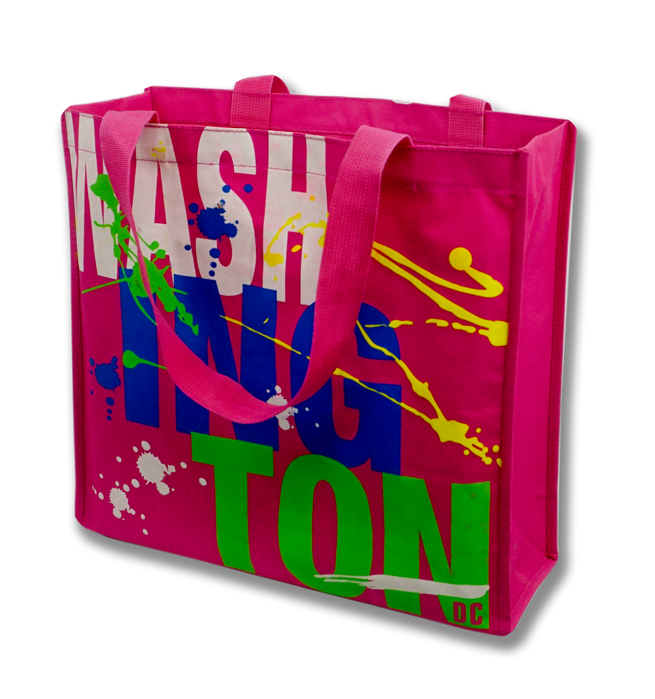 Washington DC Paint Splatter Design Tote Bag Fuchsia