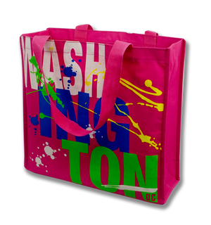 Washington DC Paint Splatter Design Tote Bag Fuchsia