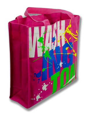 Washington DC Paint Splatter Design Tote Bag Fuchsia