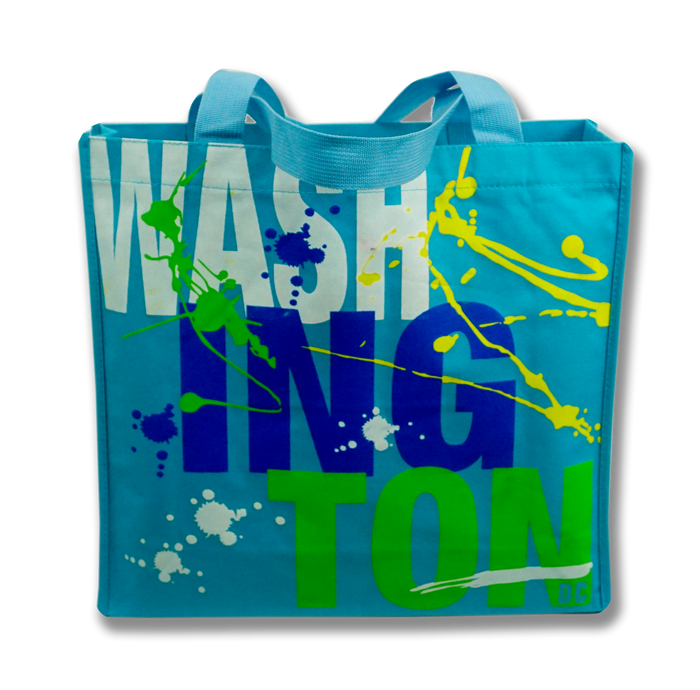 Washington DC Paint Splatter Design Tote Bag Turquoise