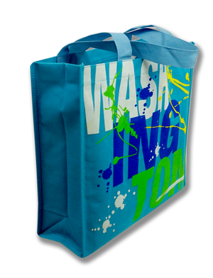 Washington DC Paint Splatter Design Tote Bag Turquoise