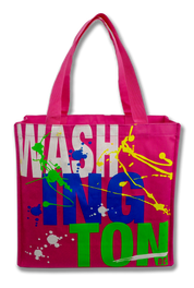 Washington DC Paint Splatter Design Tote Bag Fuchsia