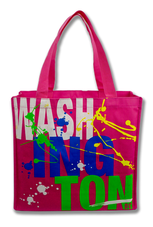 Washington DC Paint Splatter Design Tote Bag Fuchsia