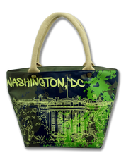 Washington DC Splatter Tote Bag Lime Green