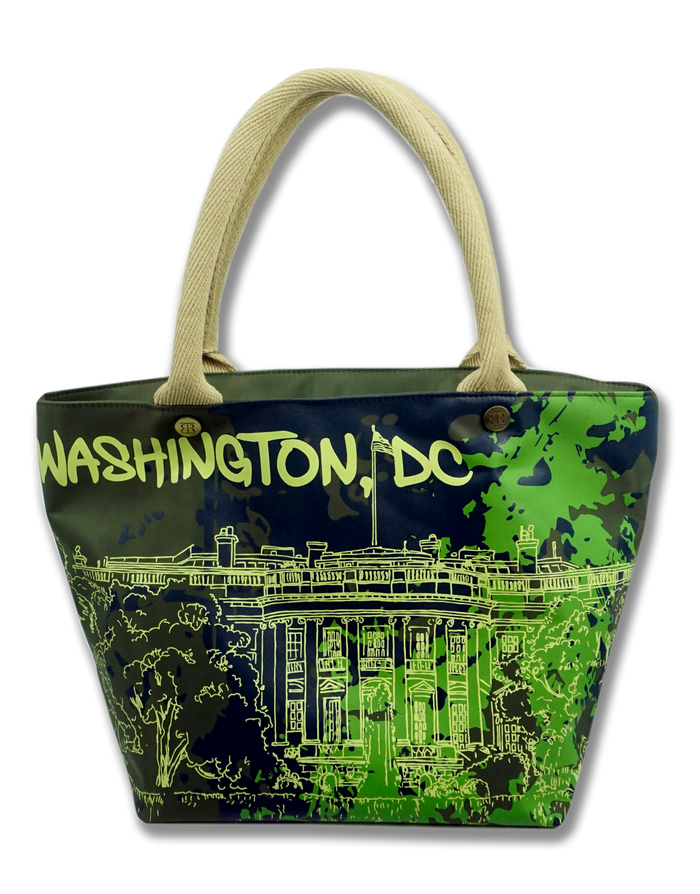 Washington DC Splatter Tote Bag Lime Green