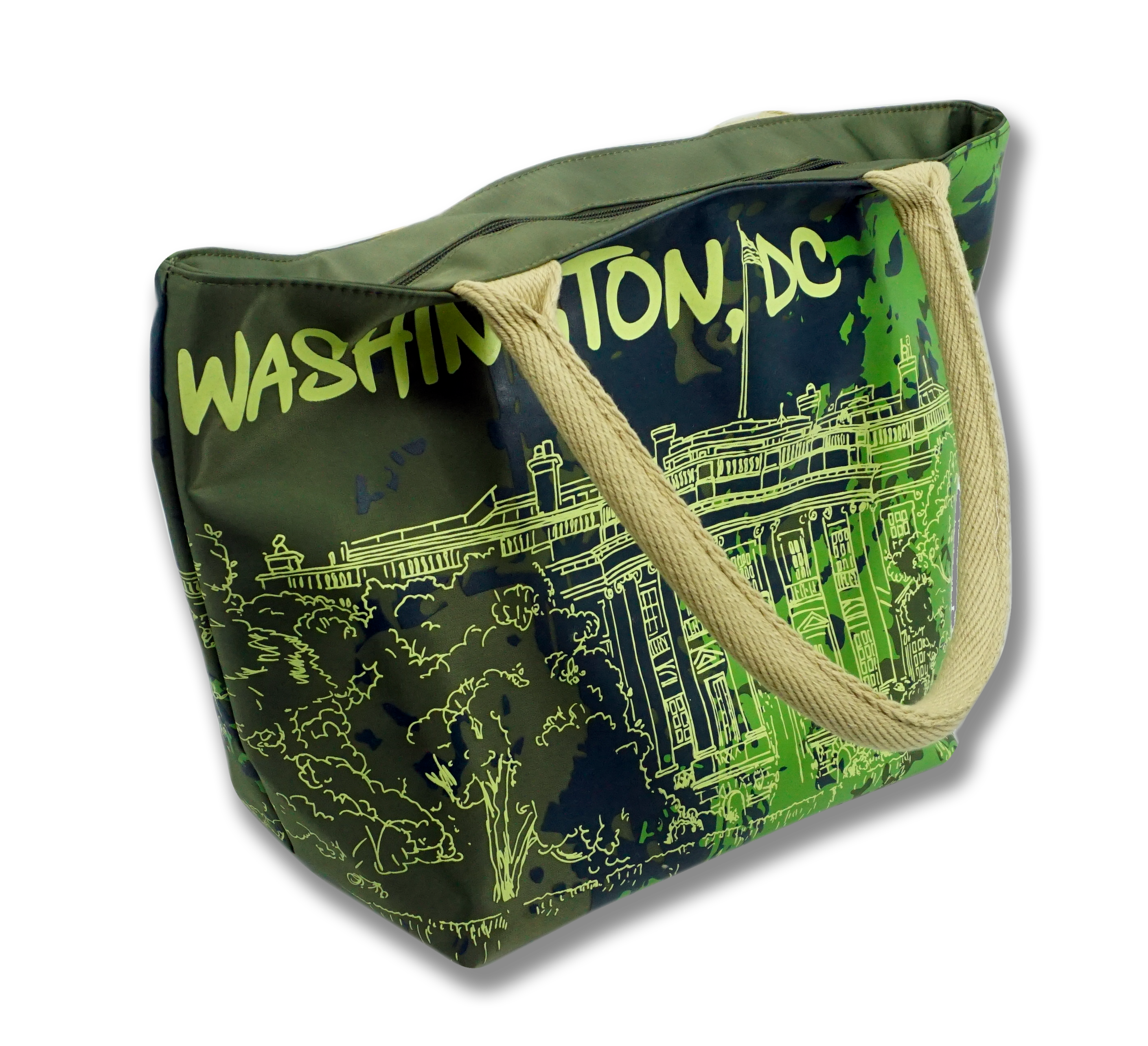 Washington DC Splatter Tote Bag Lime Green