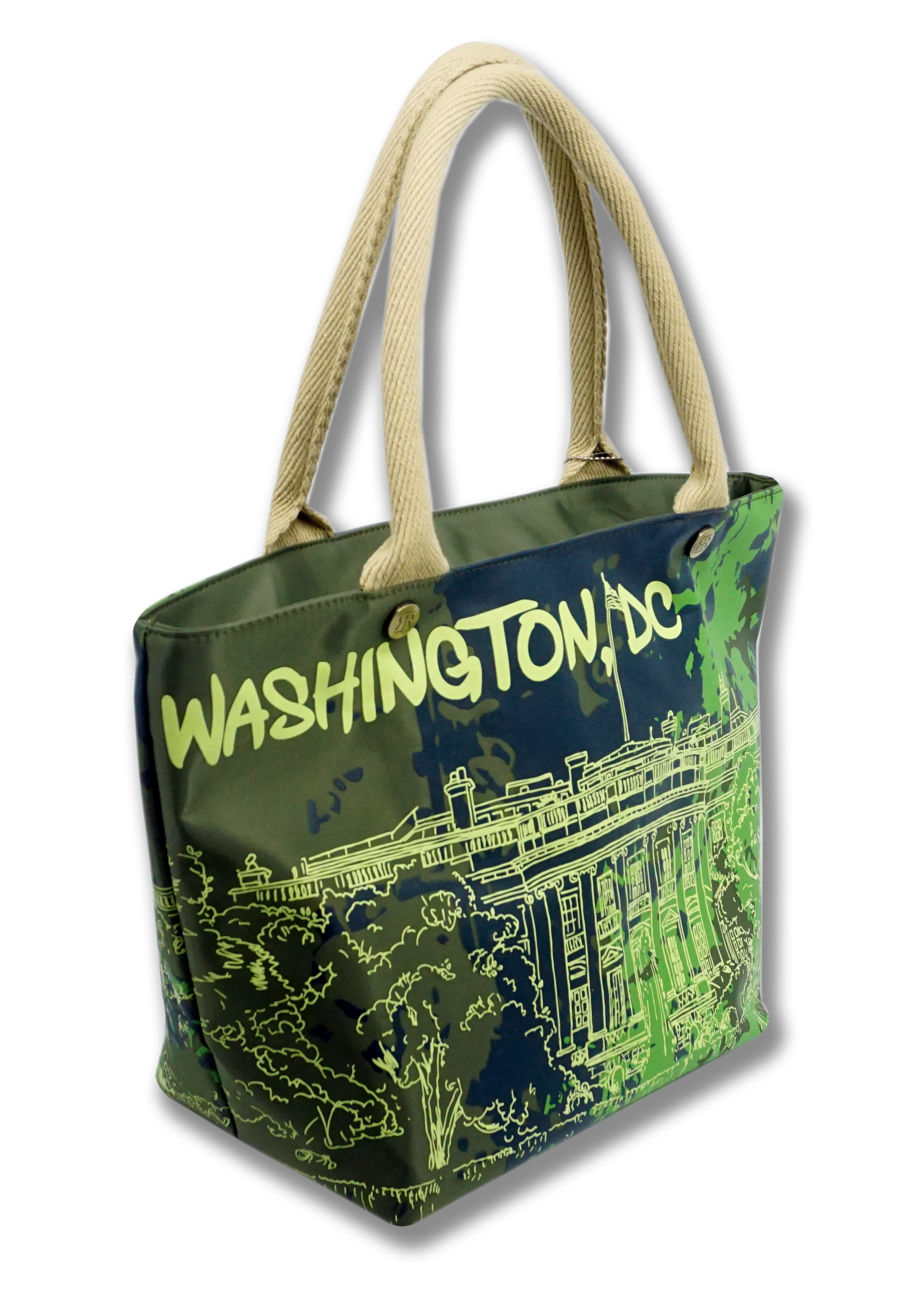 Washington DC Splatter Tote Bag Lime Green
