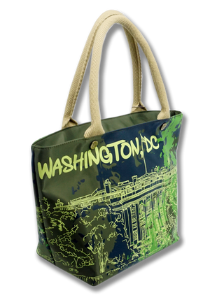 Washington DC Splatter Tote Bag Lime Green