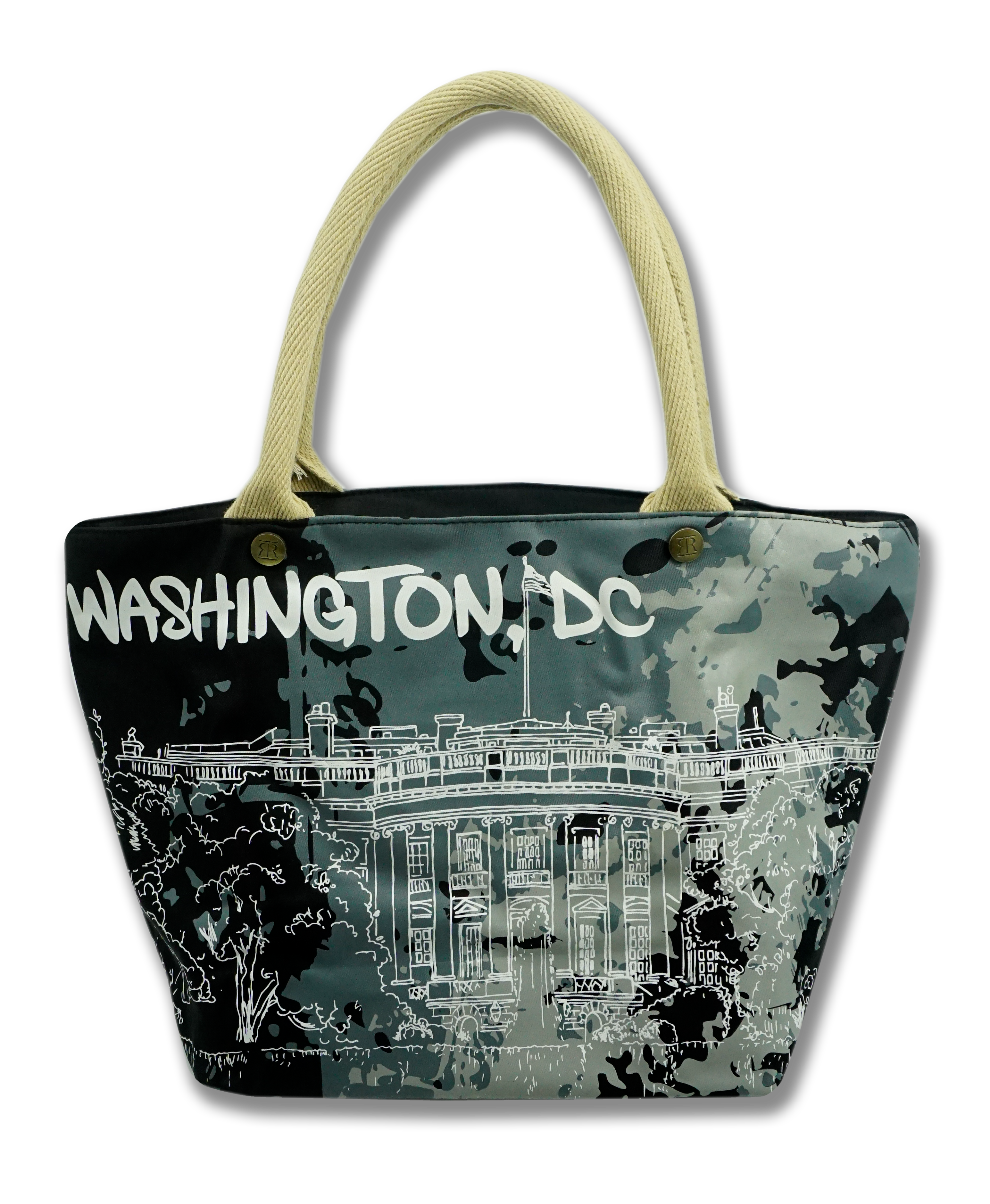 Washington DC Splatter Tote Bag Black/White