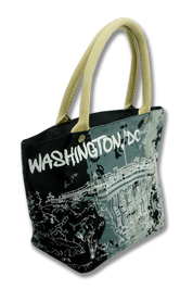 Washington DC Splatter Tote Bag Black/White