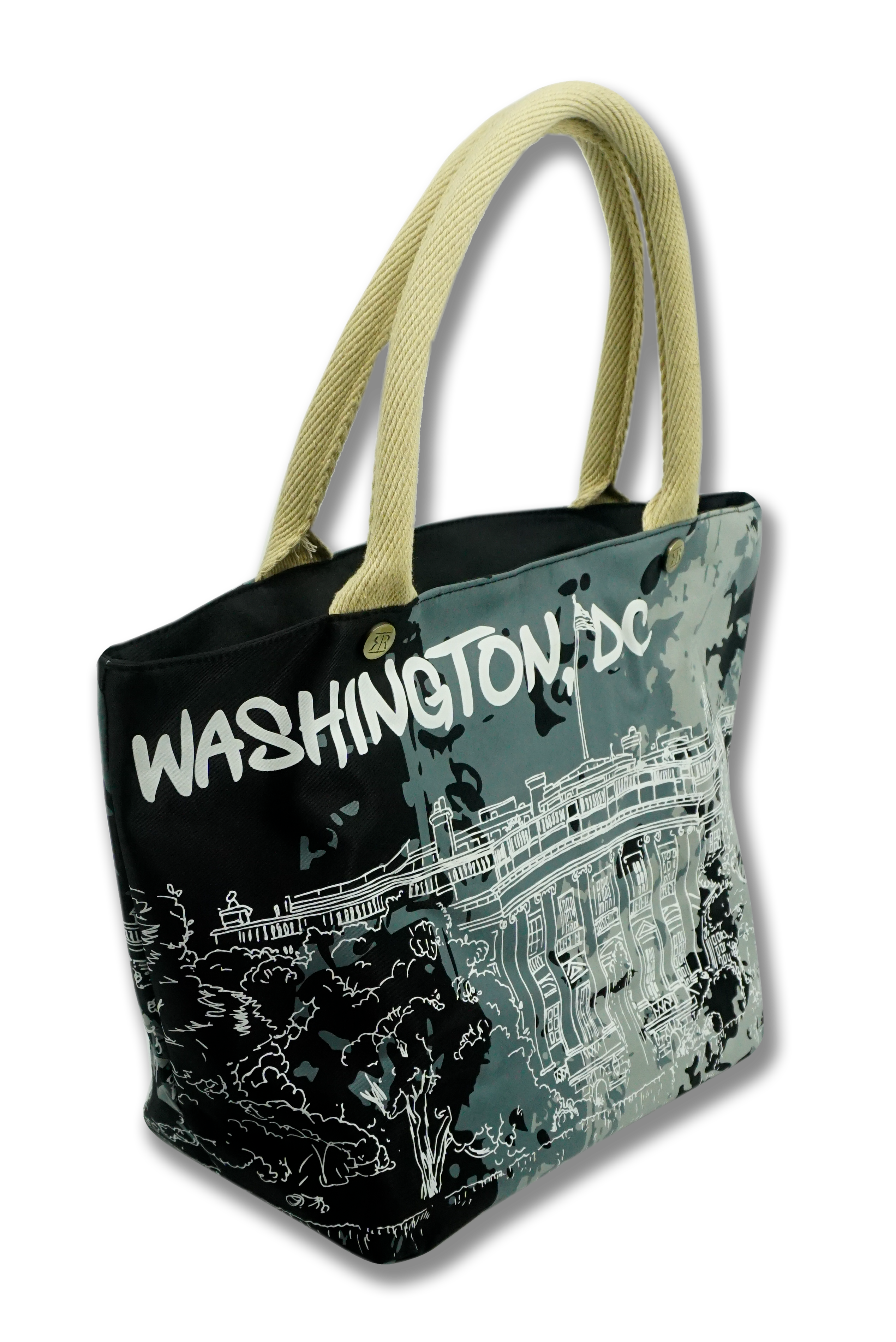 Washington DC Splatter Tote Bag Black/White