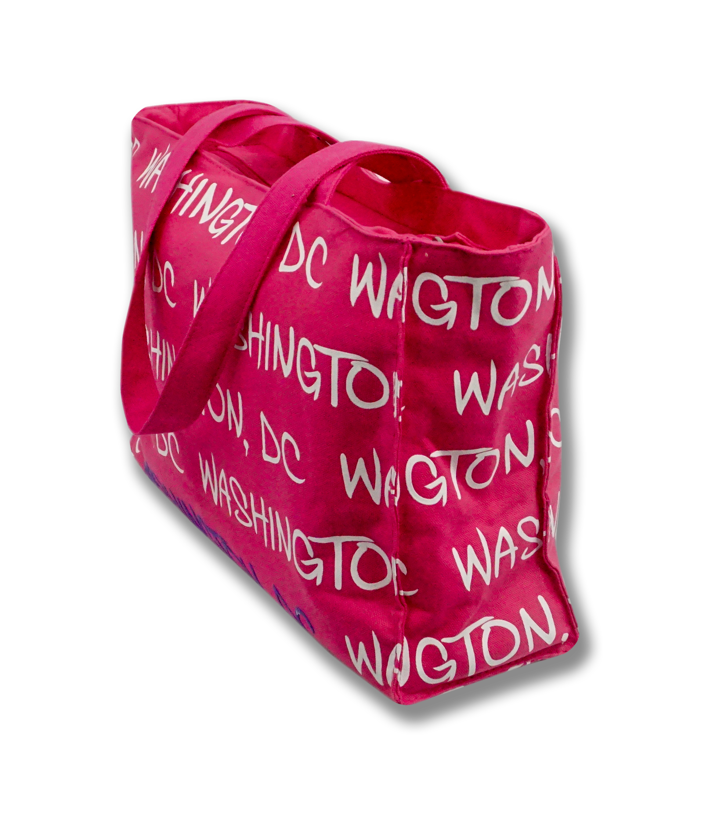 Washington DC Canvas Shoulder Tote Bag Fuchsia/White