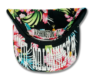 Washington DC Snapback Embroidered Baseball Cap Floral Black