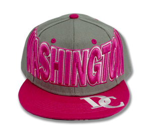 Washington DC Snapback Embroidered Baseball Cap Charcoal/Pink