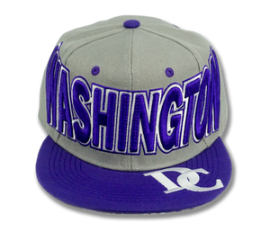 Washington DC Snapback Embroidered Baseball Cap Charcoal/Purple