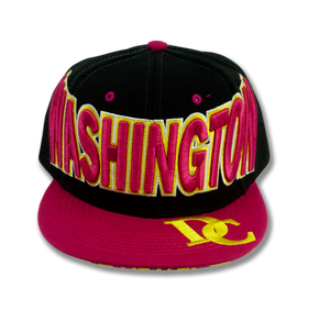 Washington DC Snap Back Embroidered Baseball Cap Black/Pink