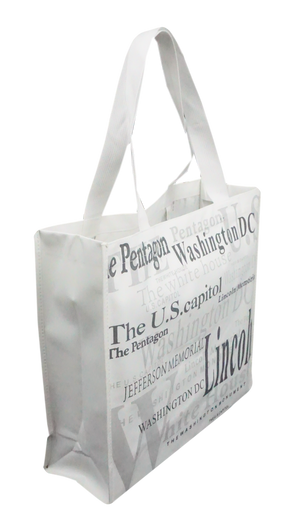 Washington DC with Landmarks Written Across Tote Bag White