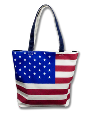 American Flag Shoulder Tote Bag White