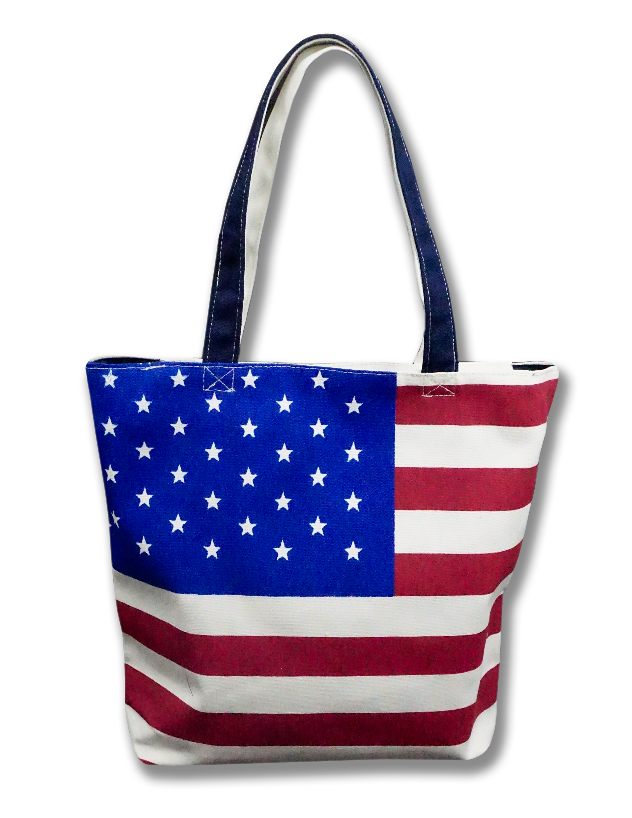 American Flag Shoulder Tote Bag White