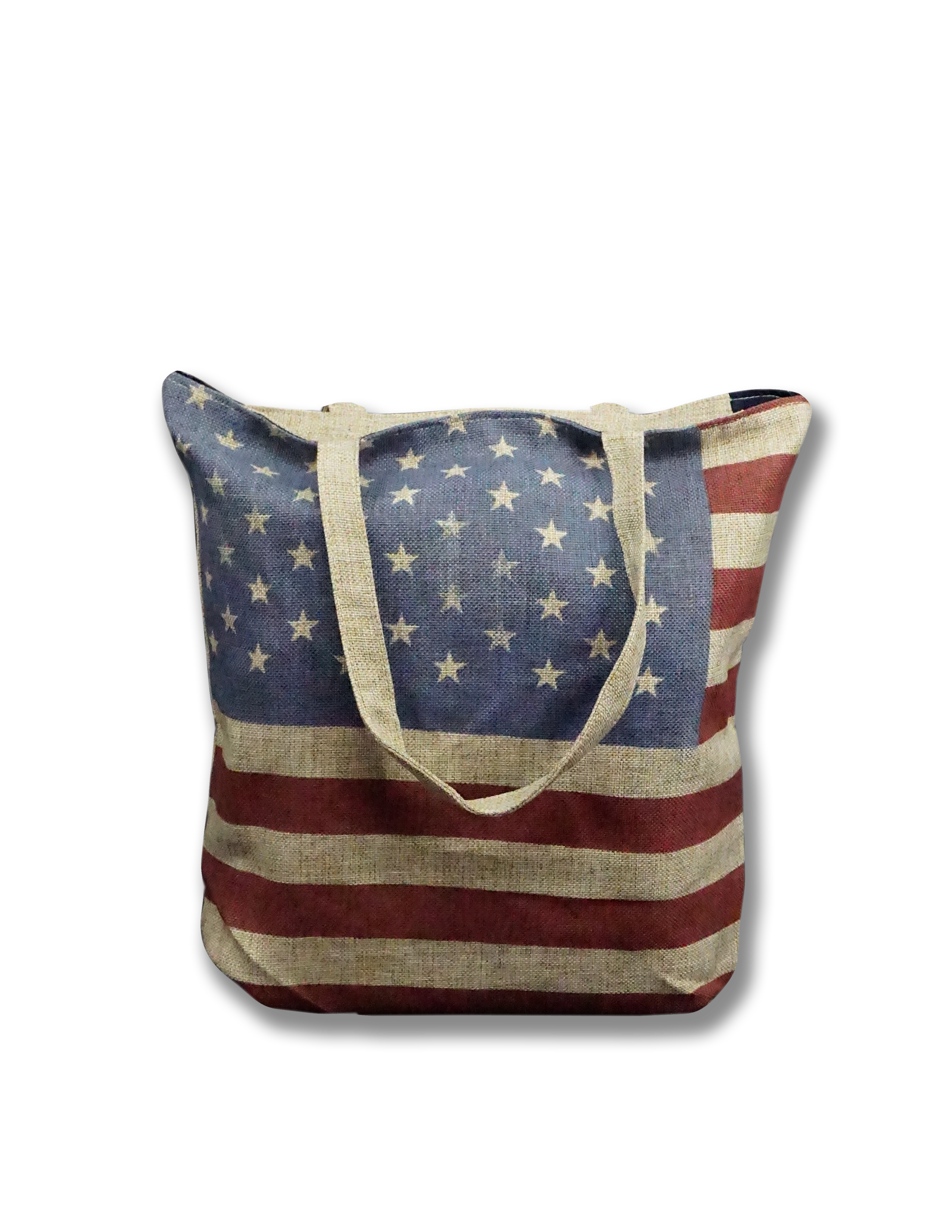 American Flag Shoulder Tote Bag Khaki Brown