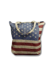 American Flag Shoulder Tote Bag Khaki Brown