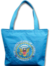 Washington DC with The Great Seal Shoulder Tote Bag Blue