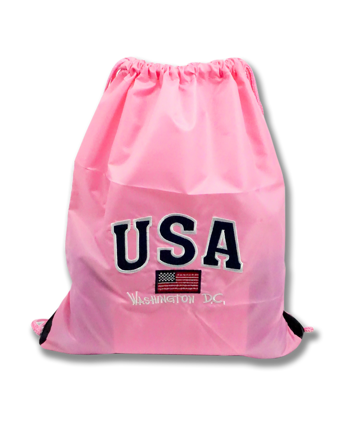 USA with Flag Drawstring Bag Pink