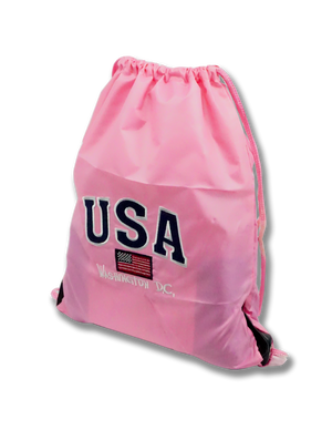 USA with Flag Drawstring Bag Pink