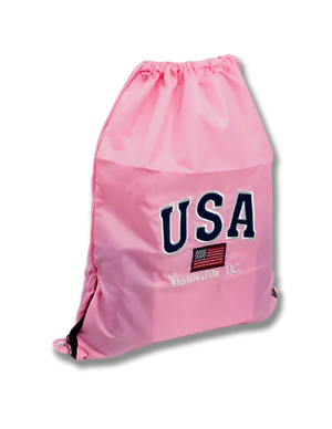 USA with Flag Drawstring Bag Pink