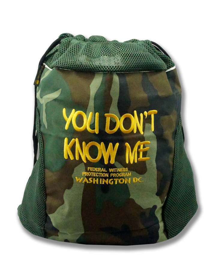 You Don't Know Me Embroidered Drawstring Bag Camouflager