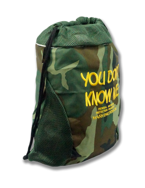 You Don't Know Me Embroidered Drawstring Bag Camouflager