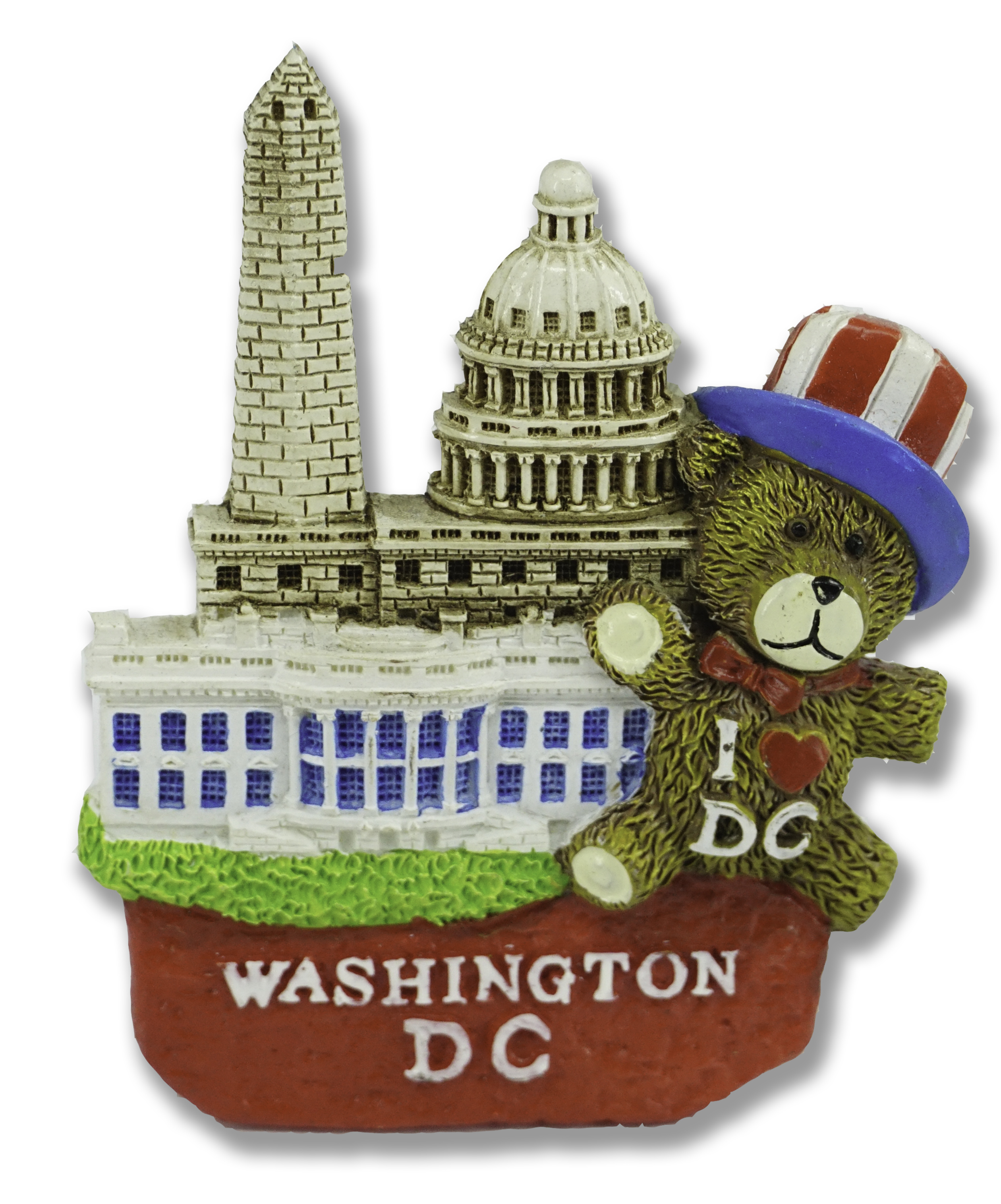 3D I Heart Washington DC Teddy Bear,Washington Monument, U.S Capitol & White House Refrigerator Magne