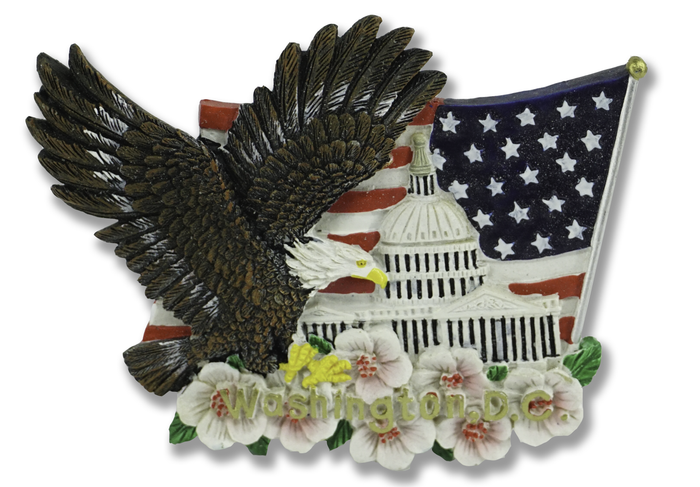 US Capitol Bldg with an Eagle and US flag ceramic magnet