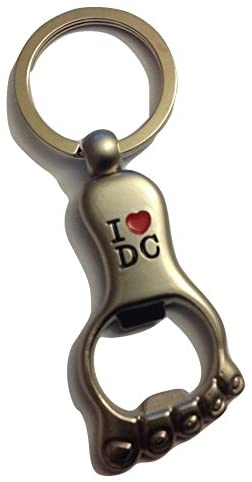 Foot Shaped I Heart DC Bottle Opener Key Ring, Washington D.C. Souvenir