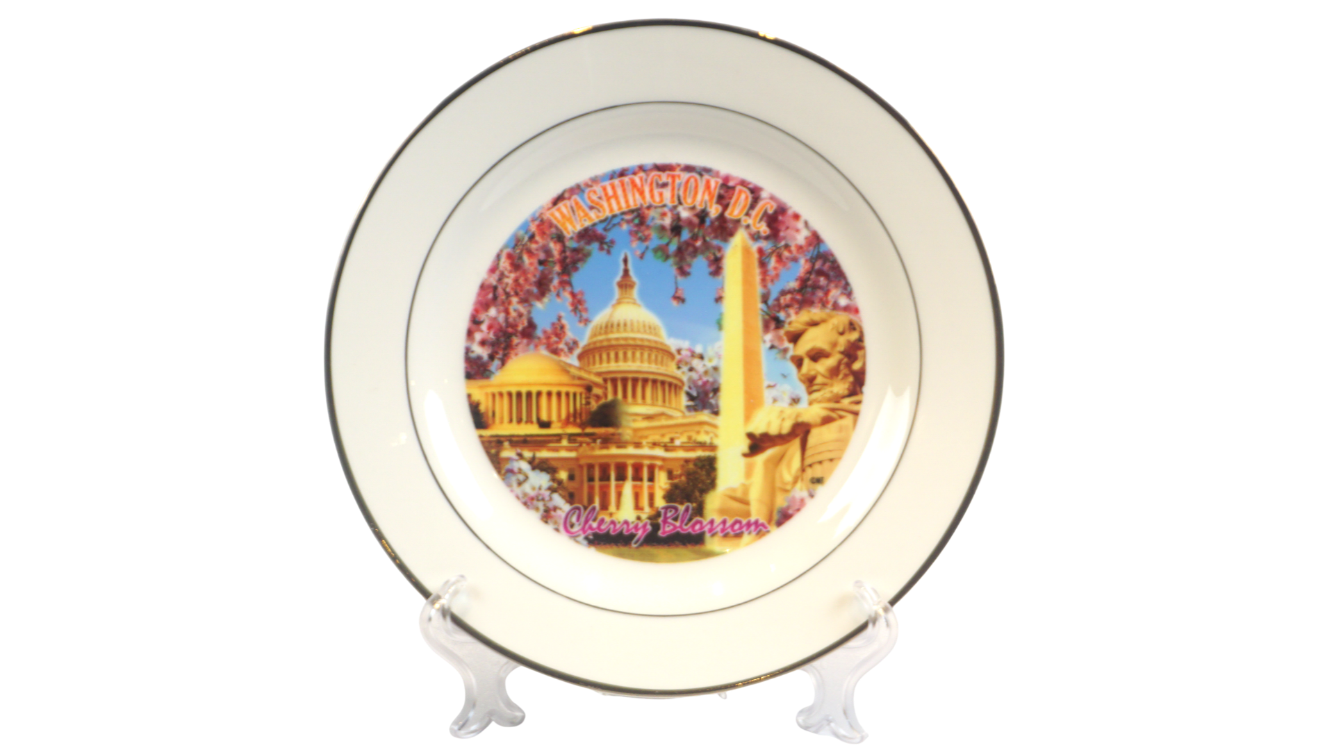 Washington DC Panoramic Cherry Blossom Plate 8"