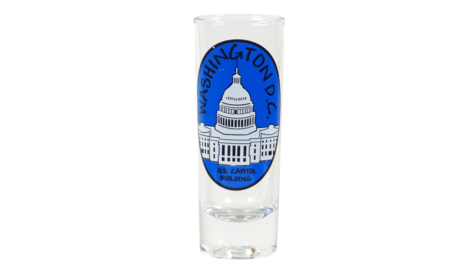 Shooter Glass Capitol White w/ Blue Background